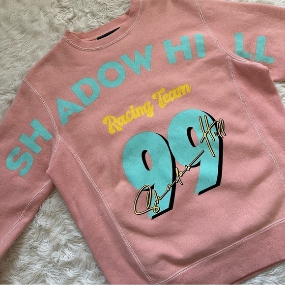Shadow Hill Sweater Icy Peach Racing Crewneck Long Sleeve Pink XS - Picture 4 of 11